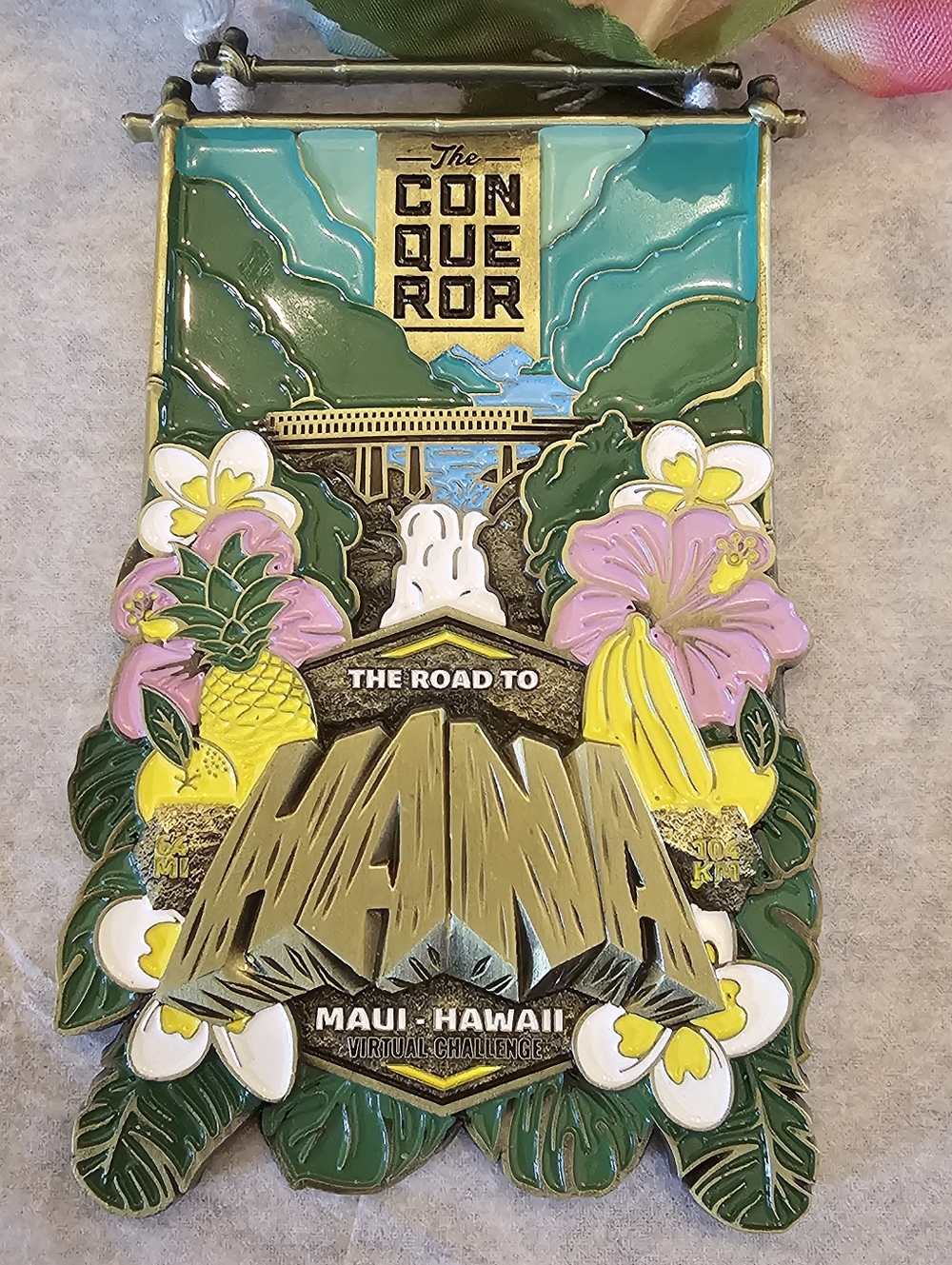 Conqueror Challenge Medal The ROAD to HANA Maui HAWAII CON QUE ROR Virtual Event